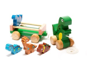 Wooden dinosaur pullalong toy